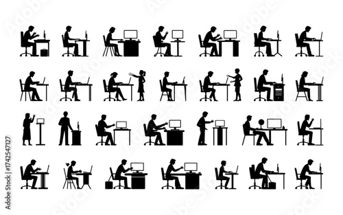 Business people silhouettes vector illustration design, diverse group of male and female business isolated, entrepreneurial, working, corporate staff, office work environment, leadership and success
