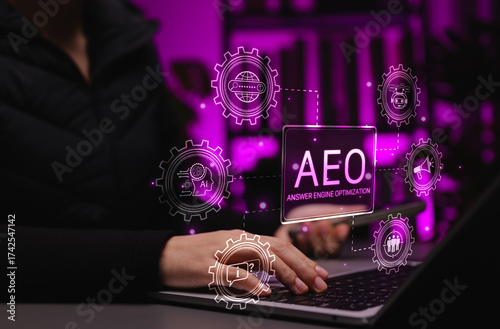 Bild auf Leinwand AEO strategy and AI-powered answer engine optimization