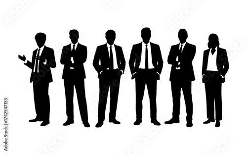 Business people silhouettes vector illustration design, diverse group of male and female business isolated, entrepreneurial, working, corporate staff, office work environment, leadership and success