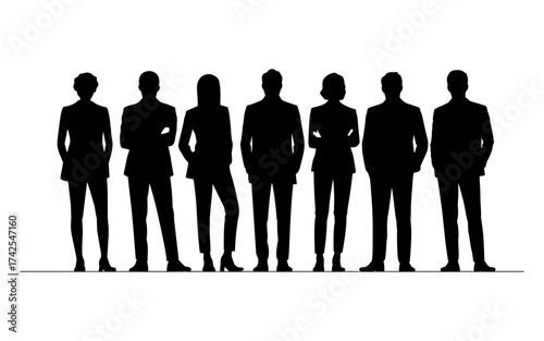 Business people silhouettes vector illustration design, diverse group of male and female business isolated, entrepreneurial, working, corporate staff, office work environment, leadership and success
