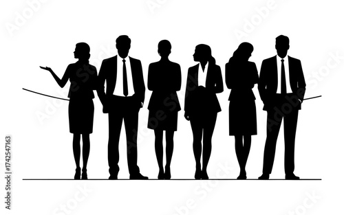 Business people silhouettes vector illustration design, diverse group of male and female business isolated, entrepreneurial, working, corporate staff, office work environment, leadership and success
