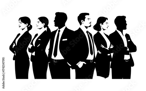 Business people silhouettes vector illustration design, diverse group of male and female business isolated, entrepreneurial, working, corporate staff, office work environment, leadership and success