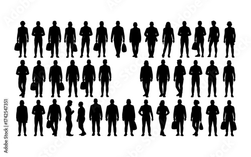 Business people silhouettes vector illustration design, diverse group of male and female business isolated, entrepreneurial, working, corporate staff, office work environment, leadership and success