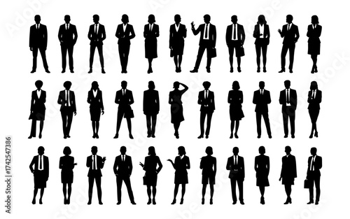Business people silhouettes vector illustration design, diverse group of male and female business isolated, entrepreneurial, working, corporate staff, office work environment, leadership and success