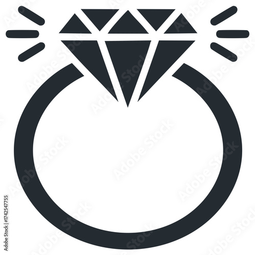 Sparkling diamond engagement ring icon representing love commitment and luxury