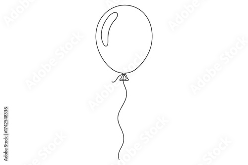 Vector art of simple line drawing of a balloon with a string for party decoration