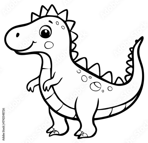 Cute cartoon tyrannosaurus rex dinosaur illustration for coloring book pages