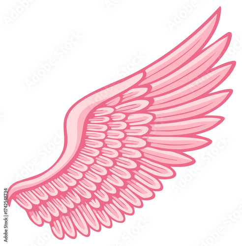 Pink Angel Wing with Detailed Feathers