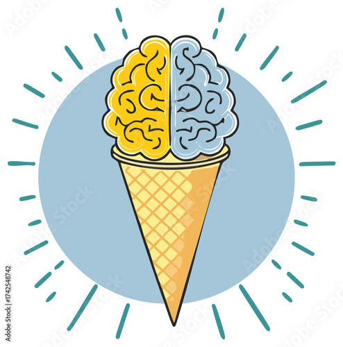 Creative Brain Ice Cream Cone Concept