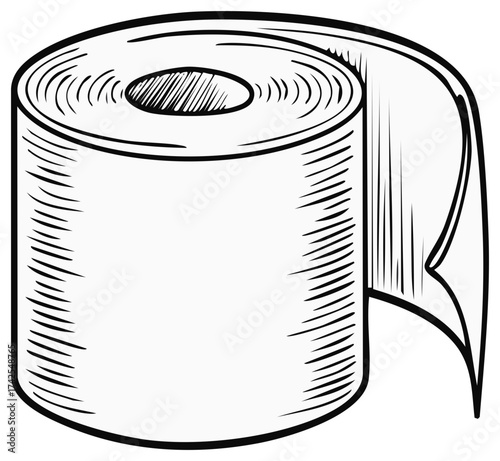 Toilet paper roll illustration. Sketch style hygiene product.