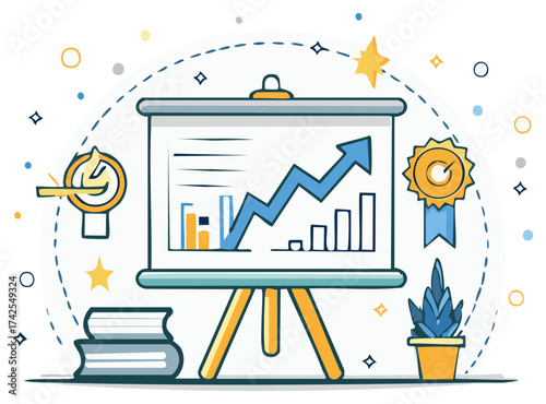 Business success and financial growth concept on a whiteboard