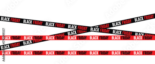 ribbons for black friday sale transparent png or isolated on white background, Crossed ribbons. Big sale. Graphic elements. Vector illustration