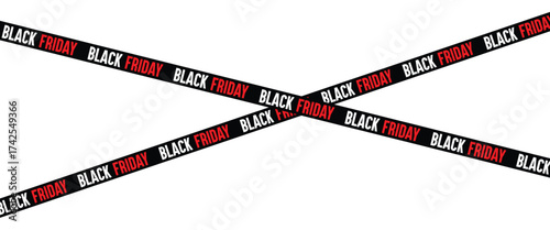 ribbons for black friday sale transparent png or isolated on white background, Crossed ribbons. Big sale. Graphic elements. Vector illustration