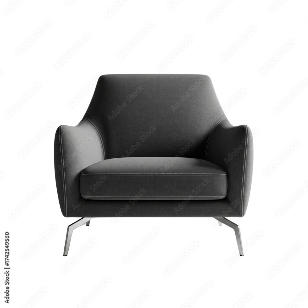 Fototapeta premium Modern Armchair on White Studio Surface, Front View Product Display
