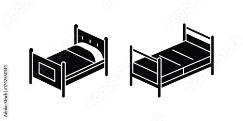 hostel bed silhouette vector illustration