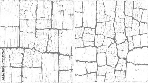 Black and White Cracked Wall Vector Fractured Concrete, Clay, and Soil Texture Seamless crack pattern. Craquelure texture isolated on white Vector illustration vectors design on transparent background