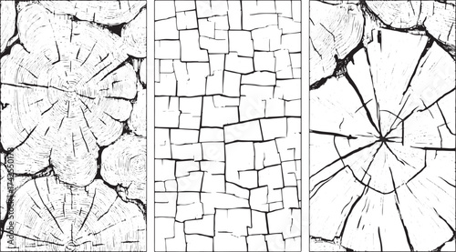 Black and White Vintage Cracked Concrete Scribble Effect Grunge Wall Texture Vector crack wooden wall texture vectors design on transparent background.