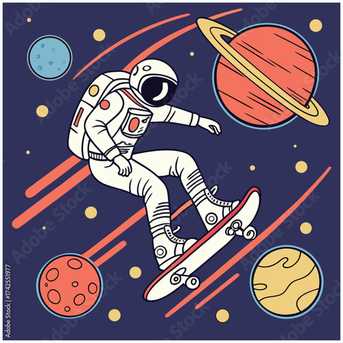 Space Skateboarder T-shirt design