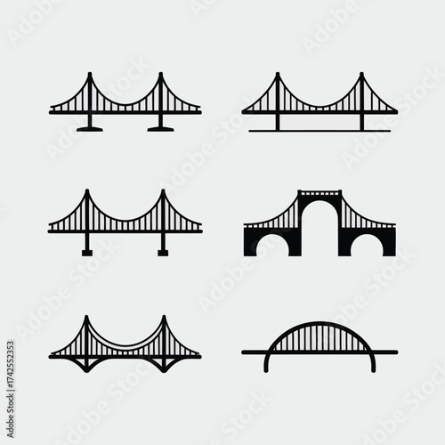 Diverse bridge vector icons set scalable eps illustration for architectural and engineering design vector