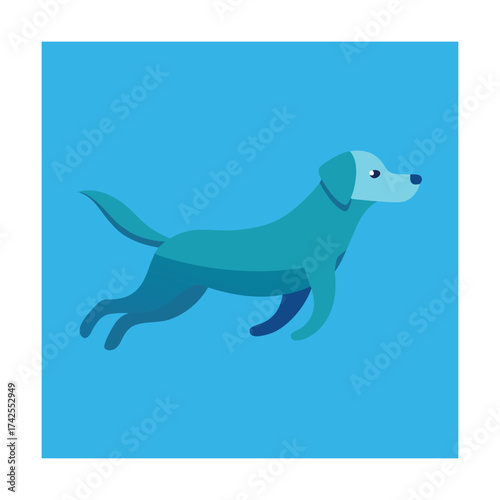 Blue Dog Running in a Square Frame labrador clean