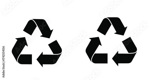 The universal recycling symbol depicted in a simple black and white design
