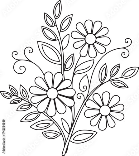 Abstract seamless floral vector background with flowers leaves and decorative elements