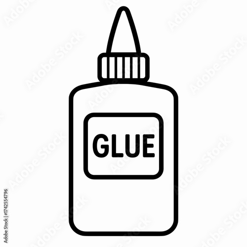Glue bottle with a pointed tip in minimalistic line art style  