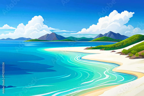 Whitehaven Beach Australia, pure white sand, turquoise ocean, natural paradise, eco destination, Whitsunday Islands, scenic aerial view, tropical travel landscape