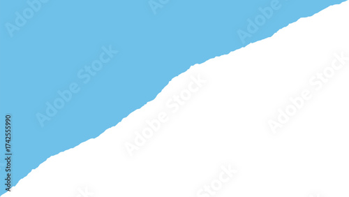 Torn paper with blue and white sections creating a diagonal line editable vector file