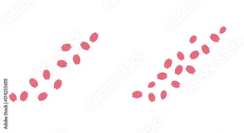 Abstract pink scattered shapes on a plain white background simple design