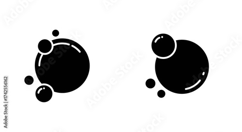 Simple black and white illustration of two bubble cluster designs