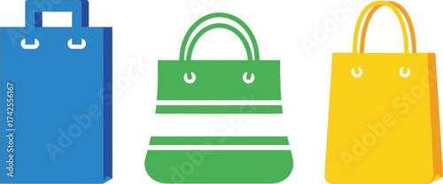 Illustration of three colorful shopping bags on a white background editable vector file