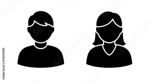 Simple black silhouettes depicting a male and female human figure