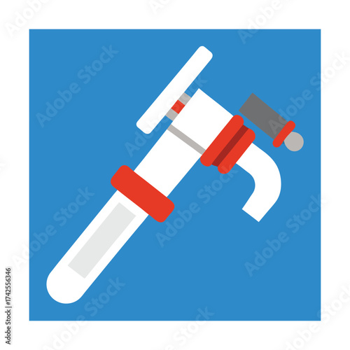 White and red adjustable wrench illustration on blue background