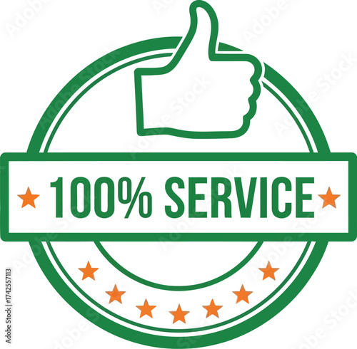 Green circle with thumbs up and text saying one hundred percent editable vector file