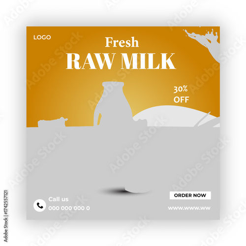 Fresh raw milk banners collection