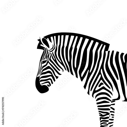 Striking Zebra Silhouette: Modern Wildlife Art for Creative Projects and Nature Themes originally vector