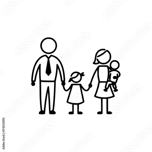 Charming stick figure family radiates love and togetherness a heartwarming symbol of family bonds