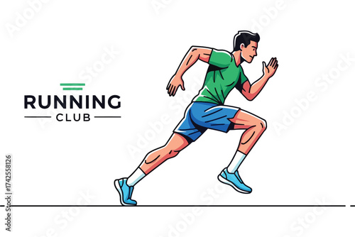 Vector art of dynamic runner in action, sprinting with determination and speed
