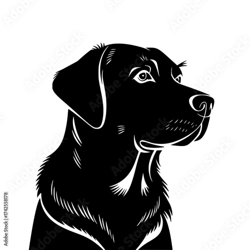 Elegant silhouette of a black labrador retriever, perfect for pet-related design projects
