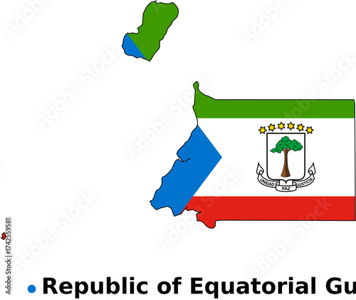 Equatorial Guinea Map with Flag Overlay - Country Outline Vector map