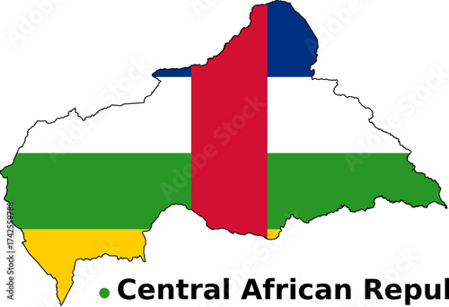 Central African Republic Map with Flag Overlay - Country Outline Map