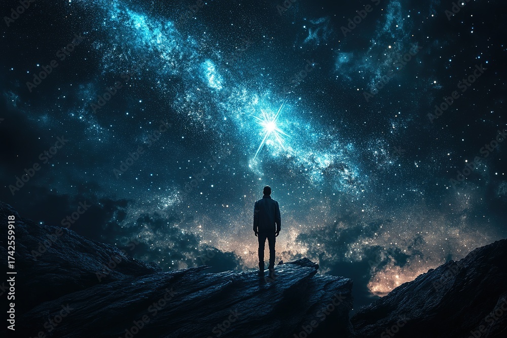 Fototapeta premium disappointment as a broken star fading in a dark sky