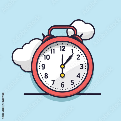 Cartoon Red Alarm Clock Illustration