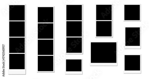 Empty photo frame set, blank photo booth strip template