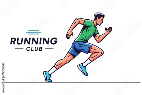Vector art of running club logo, a man running fast in sportswear, vector illustration