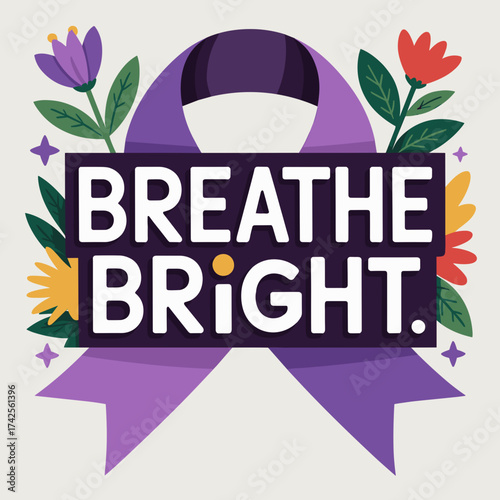Breathe Bright CF Awareness Floral Ribbon Design