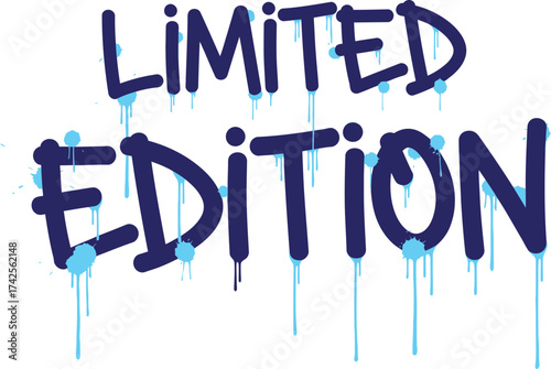 Limited edition text in dark blue with dripping paint effect art editable vector file