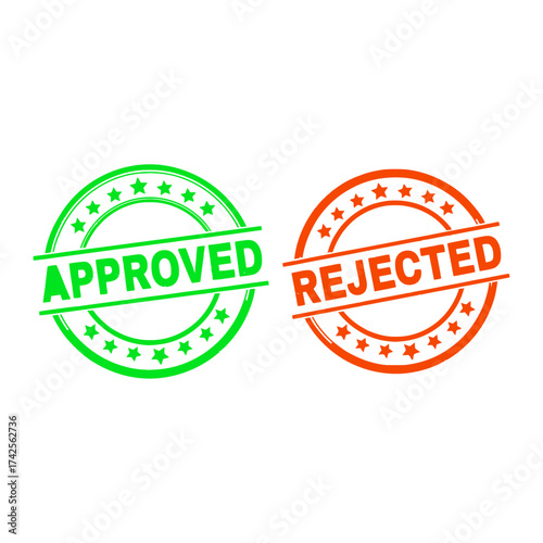 Approved and rejected stamps digital art visual symbols representing decisions and outcomes vector