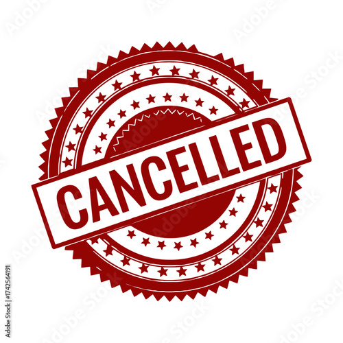 Red cancelled stamp graphic for document approval rejection or event cancellation vector